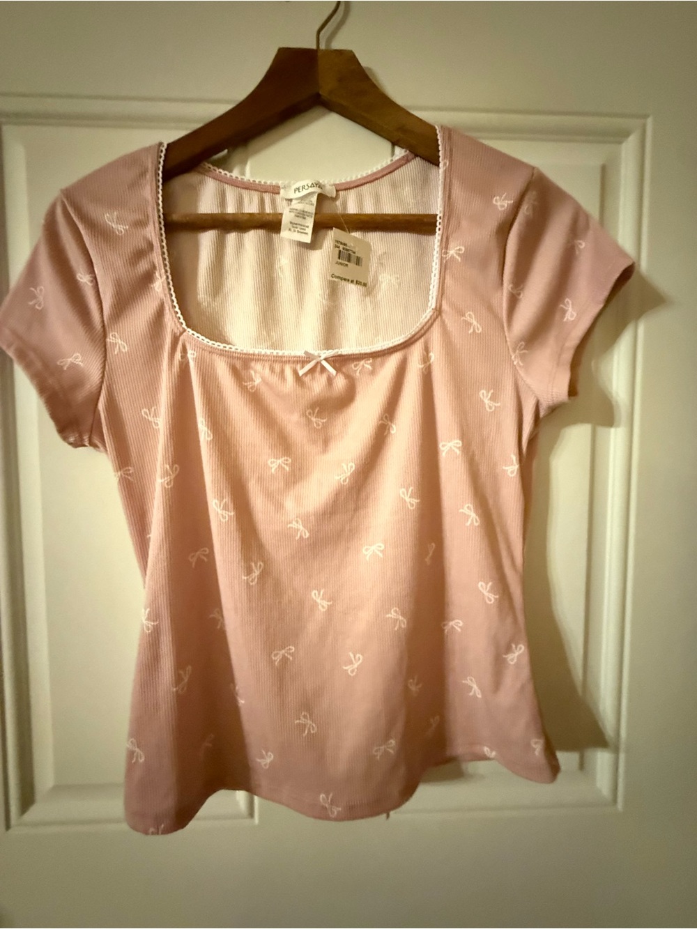Persaya Pink Short Sleeve Bow-Print Tee